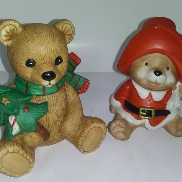 Vintage Holiday ceramic bears by Homco Japan - Picture 2 of 14